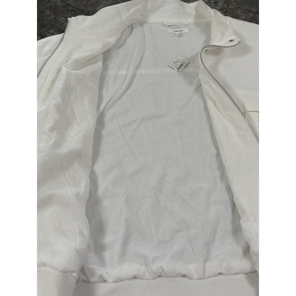 Maurice's Womens 100% Cotton Bomber Jacket Zip Front Soft White Sz XXL - Picture 7 of 12